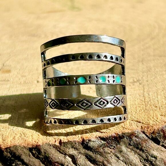 Ethnic Statement Bohemian Chic Trendy Women's Jewelry Adjustable Ring - Picture 6 of 6